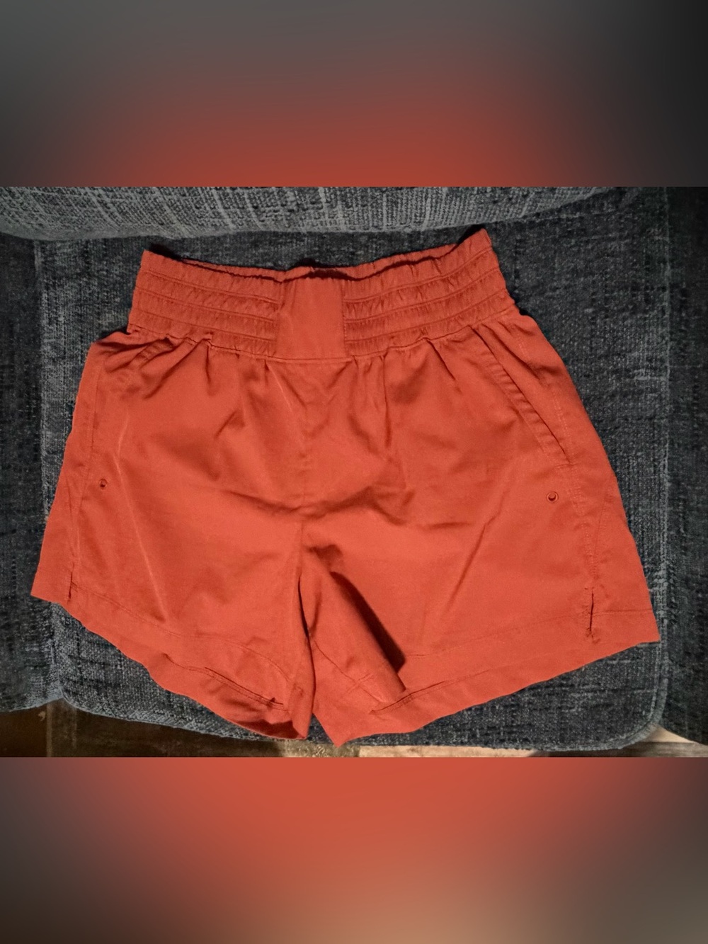 High-Waist Rust Orange Elastic Waist Shorts